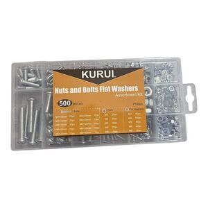 KURUI 500-Piece Nuts and Bolts Flat Washers Assortment Kit Phillips Hardware Set